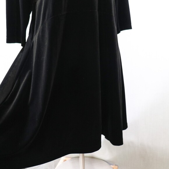 Lands End Black Velvet Skater Dress Womens XL Petite 3/4 Sleeve Fit Flare - Picture 11 of 16